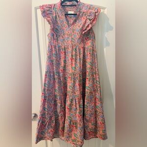 Umgee Pink and Green Floral Maxi Skirt